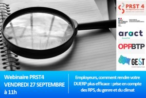 Webinaire PRST4 : Employeurs, comment rendre votre DUERP plus efficace